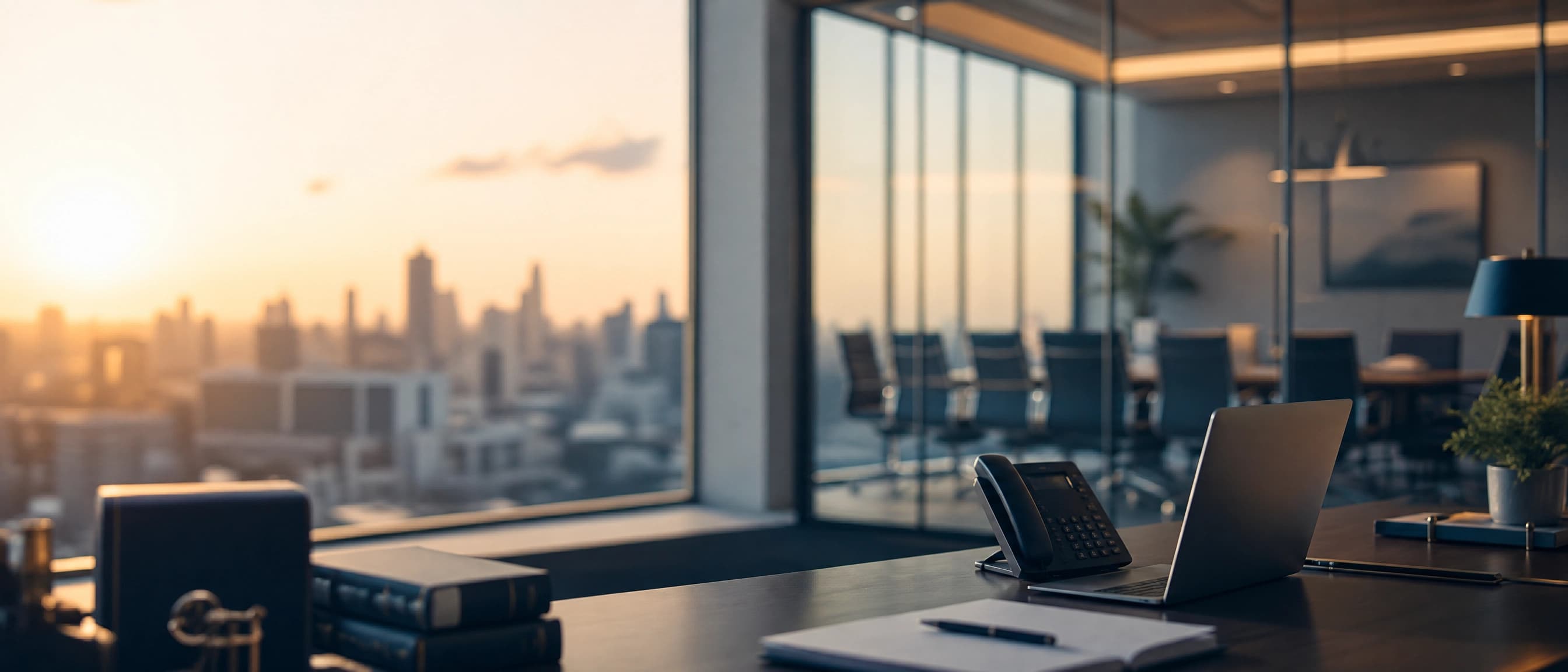 Modern law office at dusk